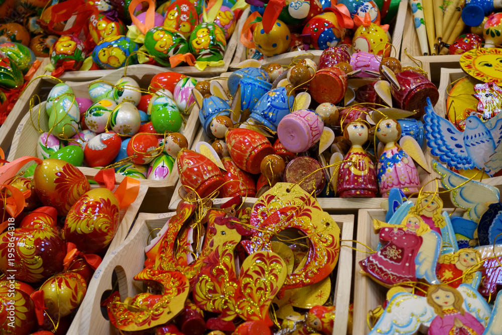 Traditional russian painting toys and souvenirs