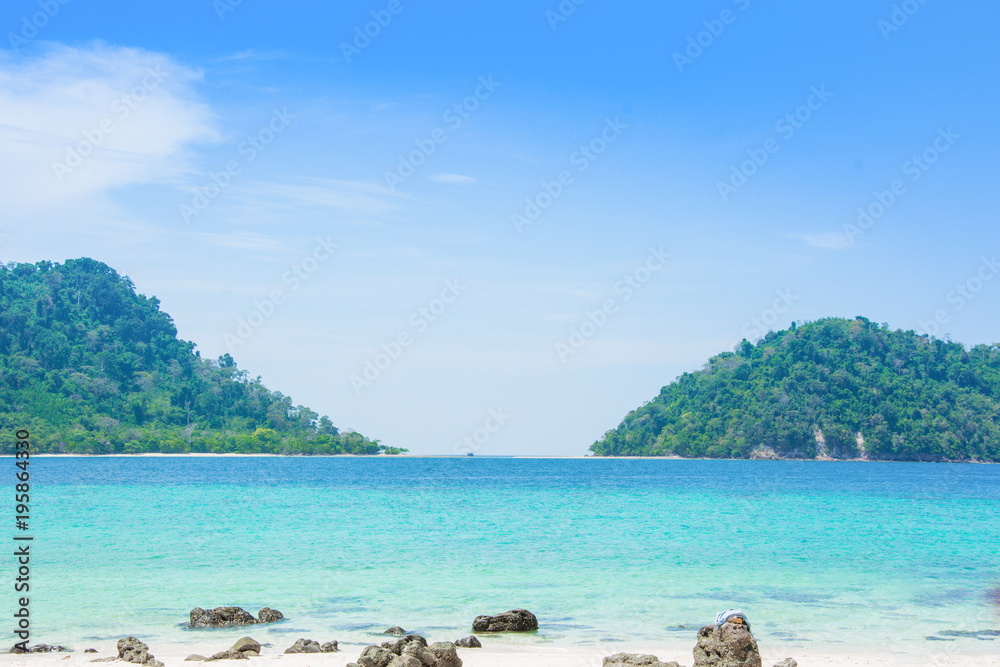 Fototapeta premium two mountain and blue sea