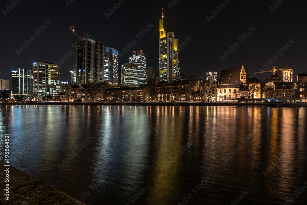 Fototapeta premium The skyline of the banking metropolis in Frankfurt am Main. Frankfurt, Germany / 5 March 2018