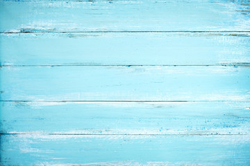 Vintage beach wood background - Old weathered wooden plank painted in blue color.