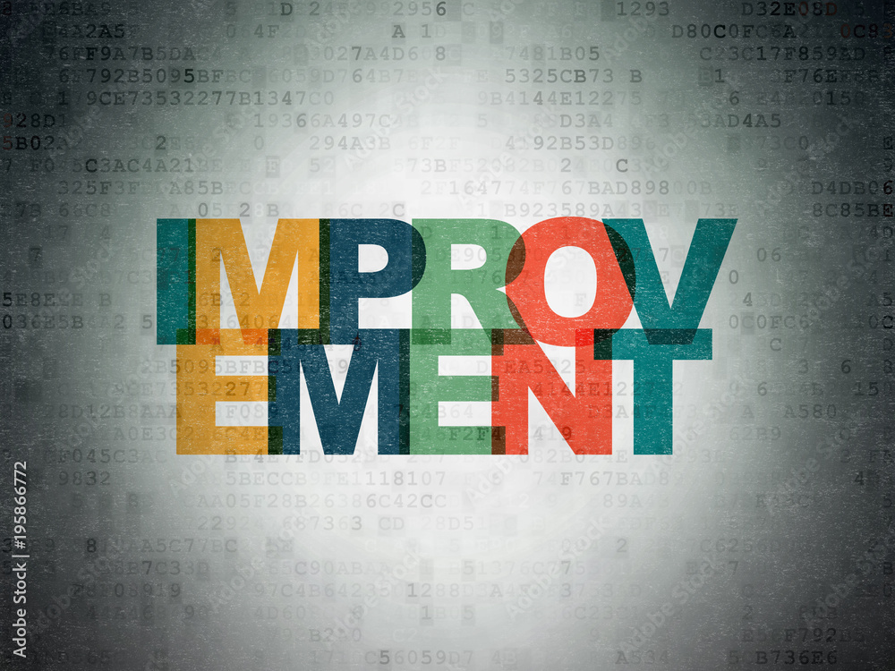 Finance concept: Painted multicolor text Improvement on Digital Data Paper background Finance concept: Painted multicolor text Improvement on Digital Data Paper background