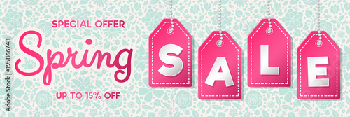 Vibrant banner for Spring Sale. Vector.
