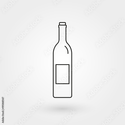 Wine bottle line icon. Vector outline silhouette. 