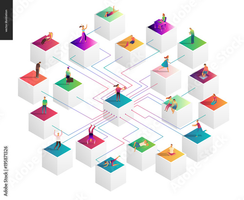 Network concept vector illustration - scheme showing users connection and interaction