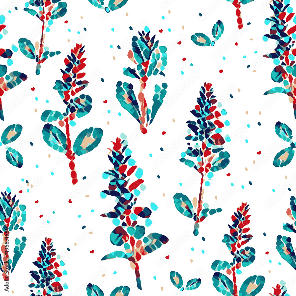 Seamless vector pattern floral and leaves