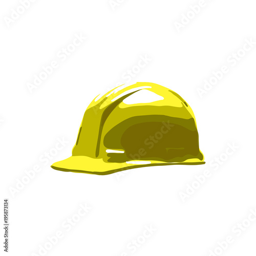 Yellow safety helmet hard hat isolated on white background