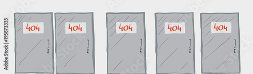 access error/ set of closed doors with the same nameplate and number 404
