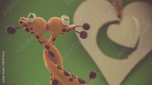 Photography A white heart for two giraffes