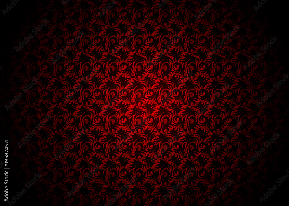 Luxury black and red Background decorated, wallpaper in style retro,  Vintage floral elegant pattern abstract vector, vignetting effect Stock  Vector | Adobe Stock