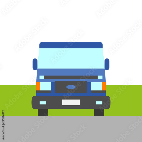 blue minivan vector illustration flat style    front 