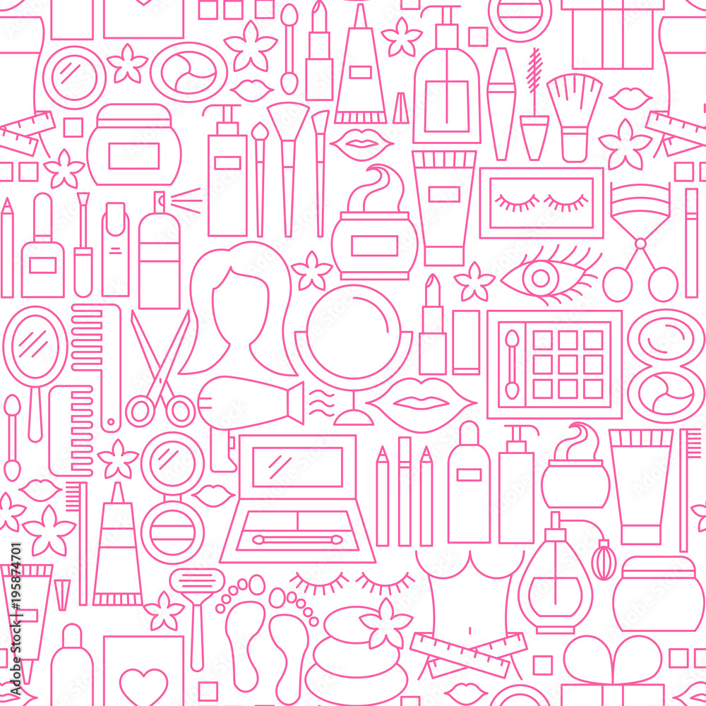 Cosmetics White Line Seamless Pattern Cosmetics White Line Seamless Pattern