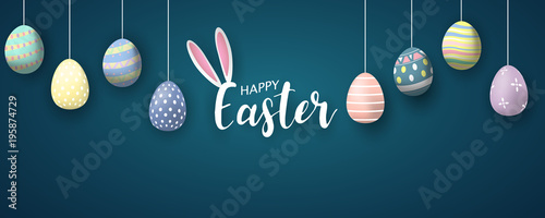 Canvas Print Happy Easter background. Vector illustration.