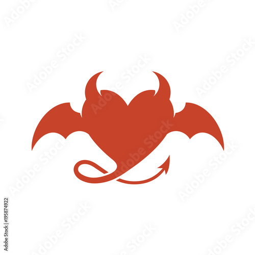Devil heart logo with wings and horns.