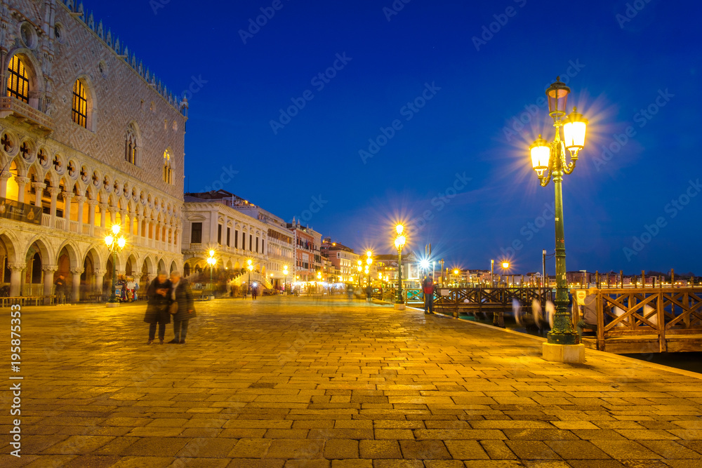 Colorful evening scene in Venice
