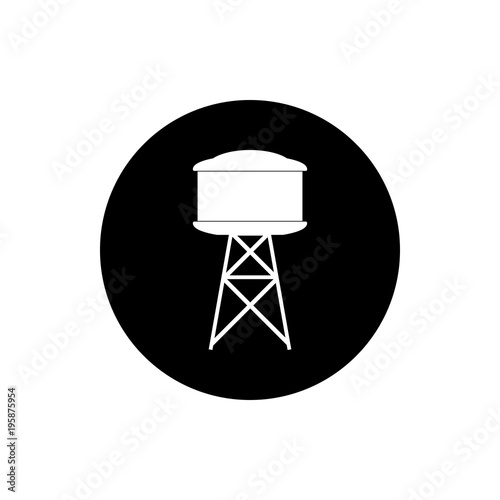 Industrial construction with water tank icon
