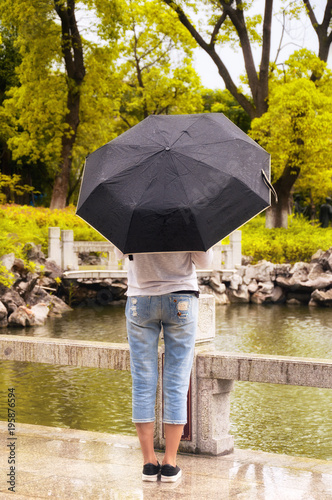 Woman holding an umbrella photo