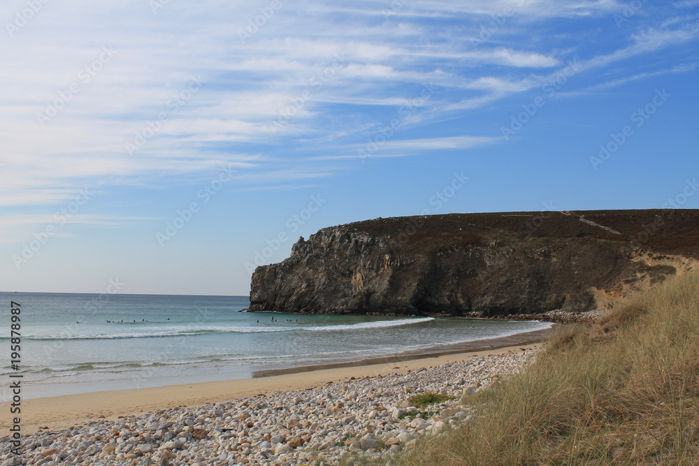 Pebble beach in Camaret sur Mer, Crozon peninsula - Armorique Regional Natural Park - Brittany, France