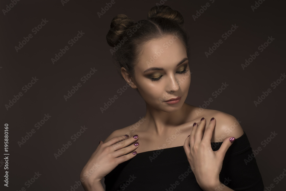 Fototapeta premium Close up woman face with beautiful eyes and perfect skin.