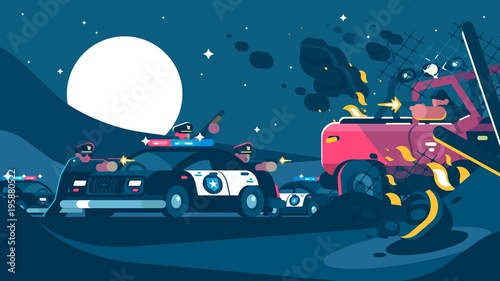 Group of policemen detain criminal