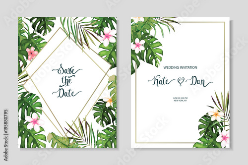 Floral set. Wedding Invitation, save the date, rsvp, invite card. Vector illustration. Celebration template