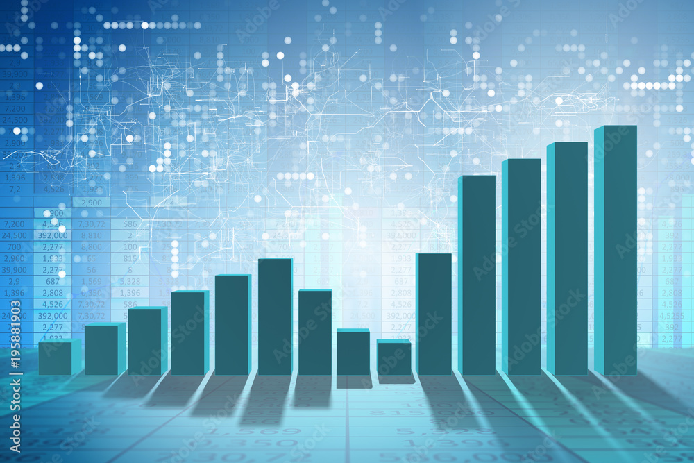 Growing bar charts in economic recovery concept - 3d rendering Growing bar charts in economic recovery concept - 3d rendering