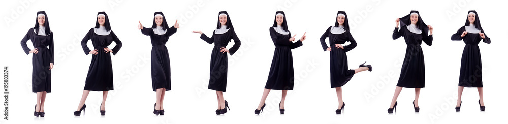 Nun isolated on the white background Nun isolated on the white background