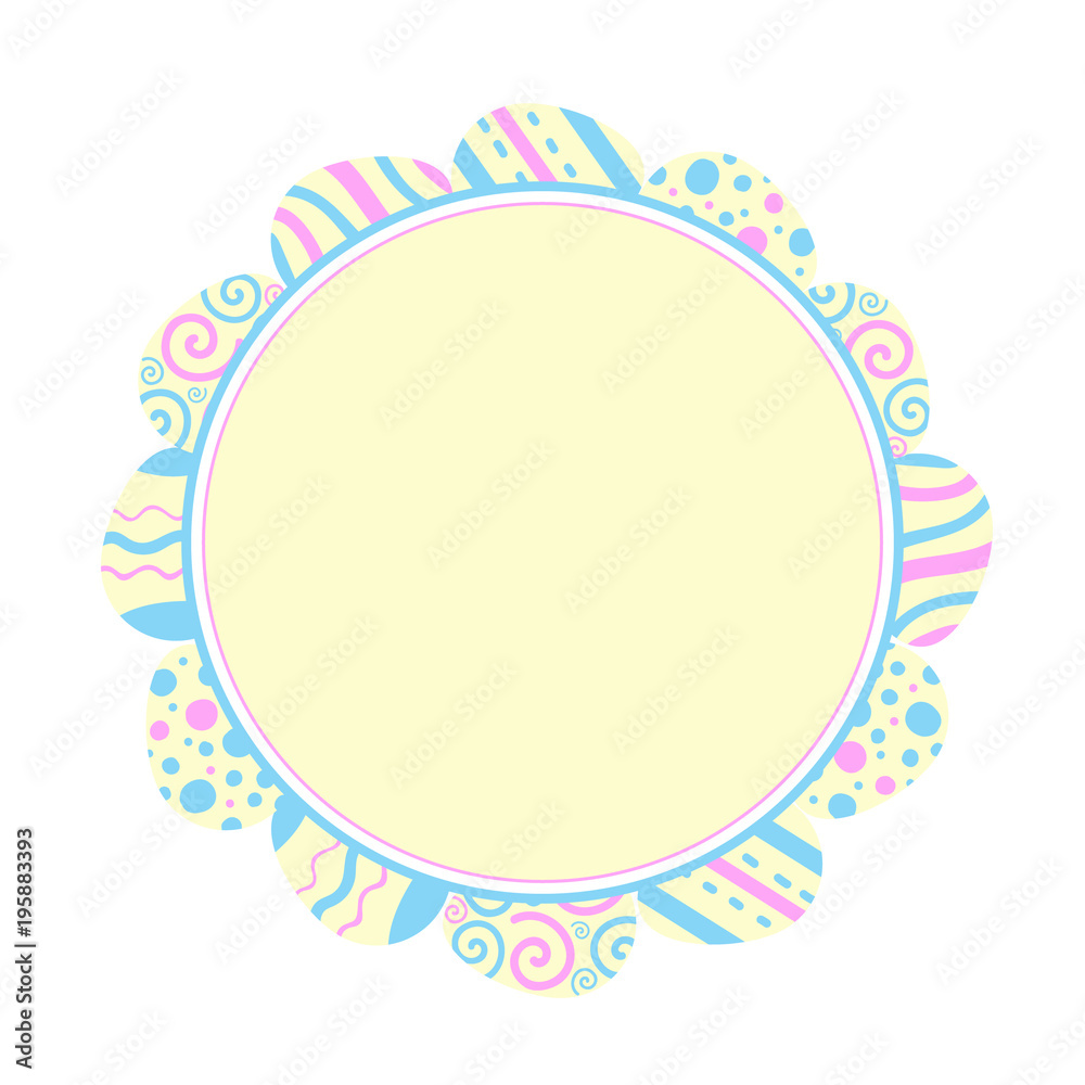 Illustration round frame of colored eggs. Easter holiday. Flat design Illustration round frame of colored eggs. Easter holiday. Flat design
