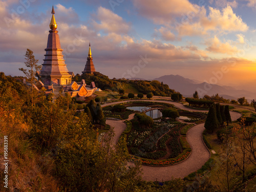 Landscape two pagoda at doi Inthanon national park , Chiang mai ,Thailand, © voranat