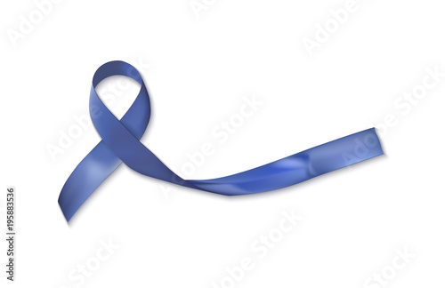 Colorectal, Colon cancer, Acute Respiratory Distress Syndrome ARDS , and Tuberous Sclerosis awareness symbolic with dark blue ribbon with dark blue ribbon on white background photo