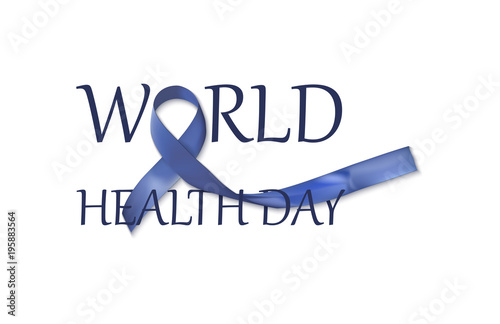 World Health Day dark blue ribbon with the inscription World Health Day for design