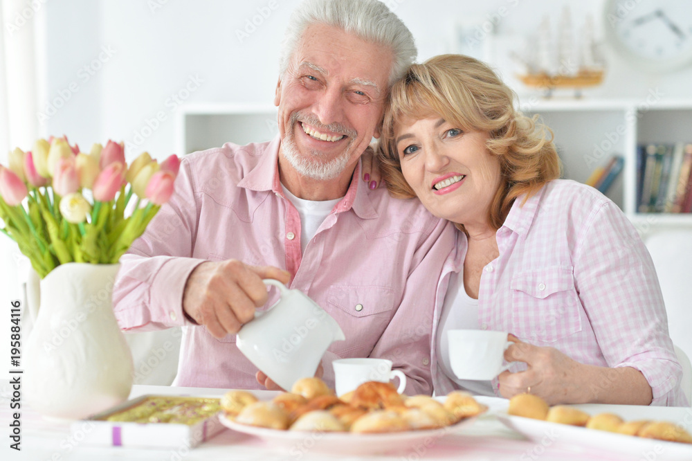 Senior couple drinking tea 