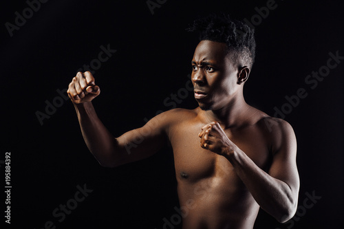 African-American male athlete boxing