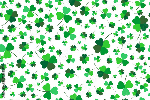 Saint Patrick day background with clover leaves or shamrocks