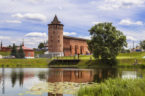 Panorama of the Kremlin in Kolomna and its reflection in the Kolomenka river, Moscow region, Russia © vesta48