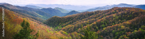 Great Smoky Mountains Panorama. Wide Wilderness Background.
