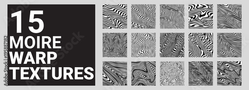 Set of 15 Moire Waves Warped Line Textures / Backgrounds photo