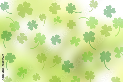 abstract  blur beautiful green nature background with clover leaves deocration for St.Patrick s Day concept