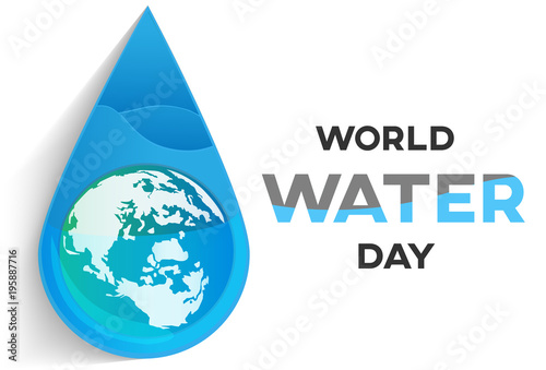 world water day white  background , greeting card or poster for campaign save water