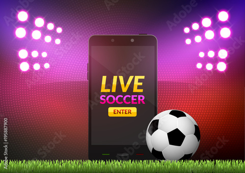 Mobile football soccer. Mobile sport play match. Online soccer game with live mobile app.