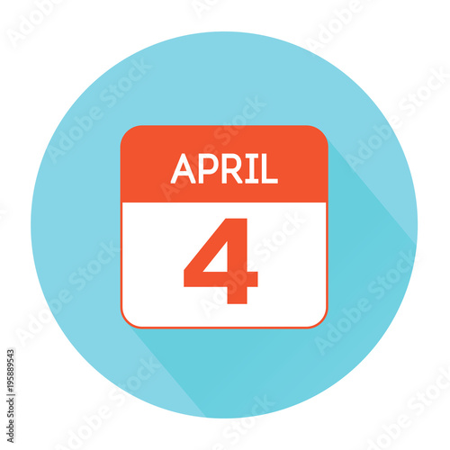 April 4 calendar flat icon. The day of the web master