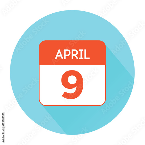 April 9 calendar flat icon. Day of Museums in the Netherlands