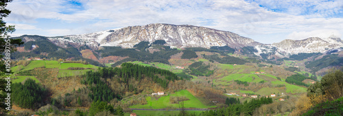 Typical Basque landscape  with its mountains and winter colors