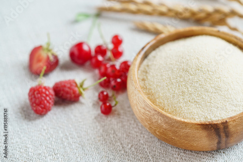 Raw unprepared semolina in bowl