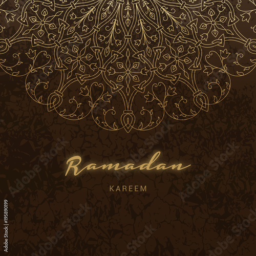 Ramadan Kareem greeting card Islamic holiday.