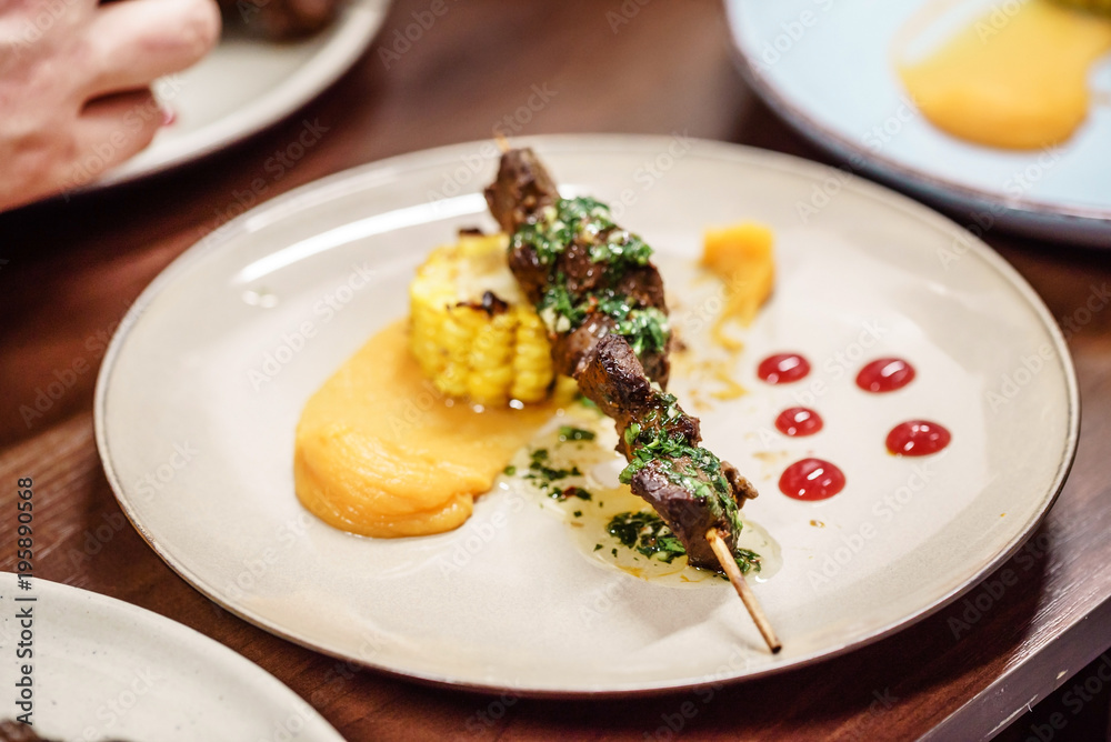 beef kebab with sauce beef kebab with sauce