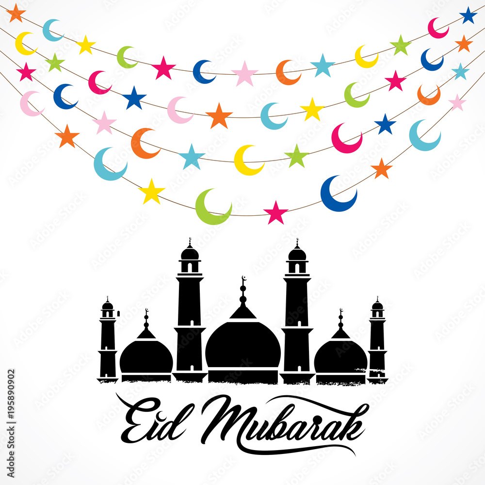 Obraz premium happy eid mubarak greeting design