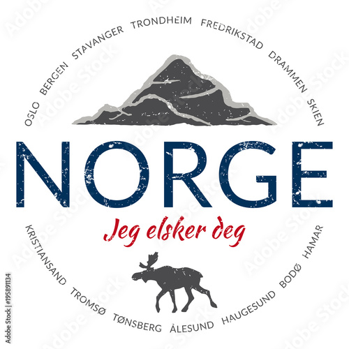 Grunge button ("Norway - I love you")