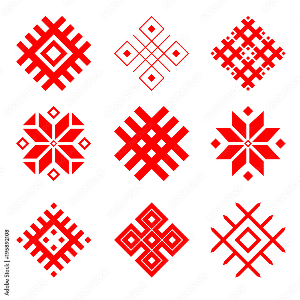 Set of national belarus ornament. Slavic ethnic pattern. - obrazy, fototapety, plakaty 