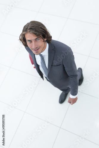 view from the top.businessman with Luggage