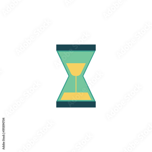 vector flat table simple vintage sand hourglass, sandglass clock icon for your design. Isolated illustration on a white background.